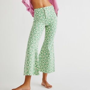 Free People Youthquake Printed Crop Flare Jeans